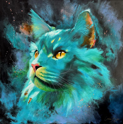 "magische Katze" Acryl, Leinwand 80x80cm, 450 Franken