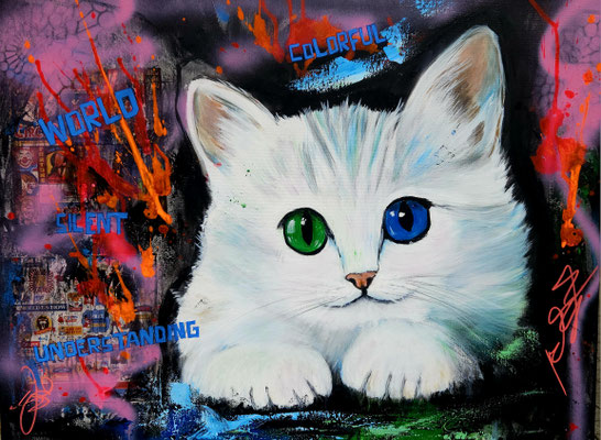 "Colorful Word silent understanding" Acryl, Leinwand 60x80cm, 250 Franken