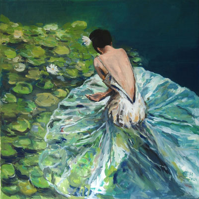 Water Lilies  Öl_Lwd.80x80cm