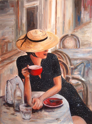 At The Cafe, Spring  Öl/Lwd. 60x80cm
