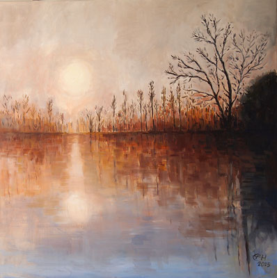 When The Sun Goes Down 80x80cm Öl/Lwd.