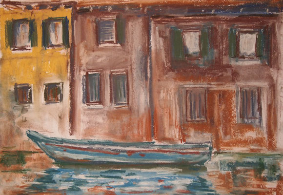 On The Way In Venice , Pastellkreide auf Papier 29,7 x 42 cm