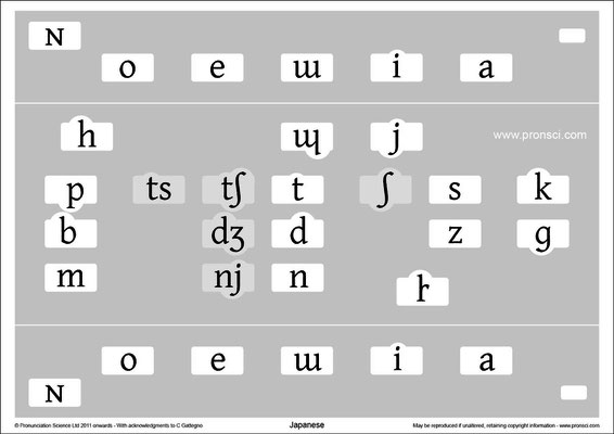 'Irregular' consonants (on grey) are a natural consequence of the Japanese Articulatory Setting