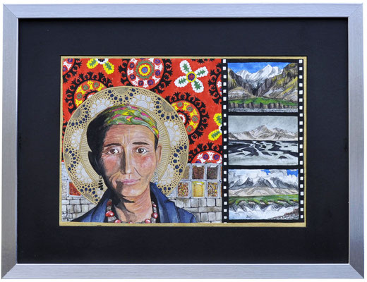Femme d'altitude - Gouache et aquarelle - 32,5x42,5 cm - 125 euros