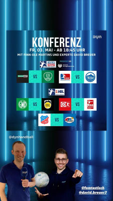Dyn-Experte & Co-Kommentator David Breuer mit Finn Ole Martins | Handball-Bundesliga-Konferenz bei Dyn | Erfolgsupdates.de 