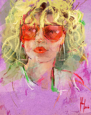 Pastel drawing of a young woman