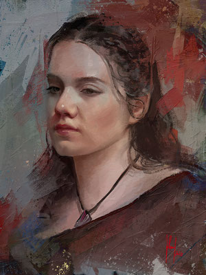 Painted portrait of a young woman