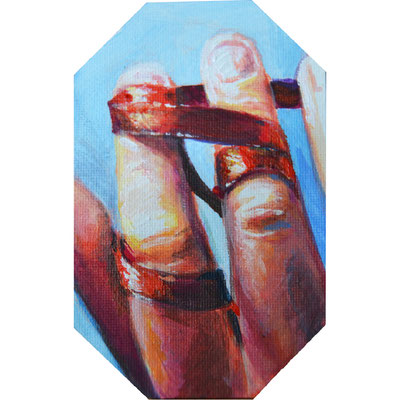 Nastrino Rosso, acrilico su tela Nartist®, cm 6x9,5, 2019 - opera Vincitrice Premio Realnart, proprietario galleria Nartist