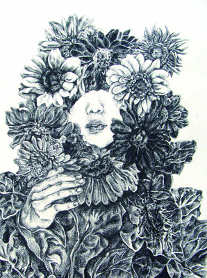 Gerbera/oil pencil/2011/Private collection
