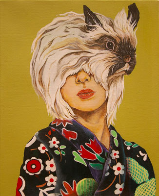 KIMONO BunnyⅡ/acrylic paint/27.3x22cm/2015/Private collection