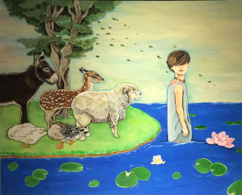 The Animals are watching /acrylic paint/80.3×100cm/2017/Mosan Art Museum Collection