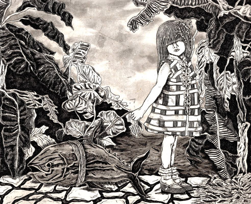 tuna Walk/etching, aquatint/2015
