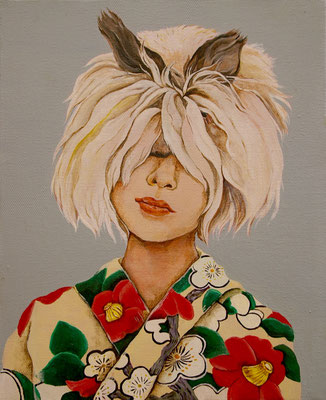 KIMONO BunnyⅠ/acrylic paint/27.3x22cm/2015/Private collection