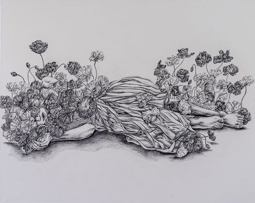 Consideration of Desire "indiscretion"-From Post Mani Princess/oil pencil/80.3×100cm/2019