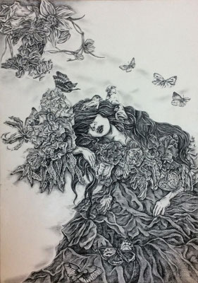 A nest Ⅲ/oil pencil/72.8×51.5cm/2016