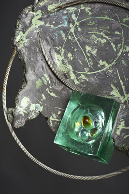 Swirl Hole # 2: Detail:Cast Glass, Metal, Cement : 48 cm (h)x 48 cm (w) x 10 cm (d)