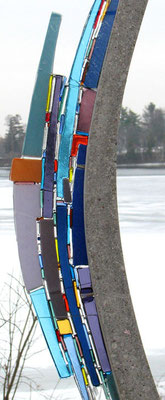 Lissome #1 , 2012 ; Cement and Fused Glass,  234 cm (h) x 50 cm(w) x 15 cm (d) 