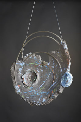 Empty Nest # 1 SOLD : Cast Glass, Metal, Cement:  51 cm (h)x 51 cm (w) x 10 cm (d)