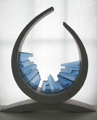 Doorway, 2014: Cast Glass and Cement; 46 cm(h) x 38 cm (w) x 10 cm(d) 