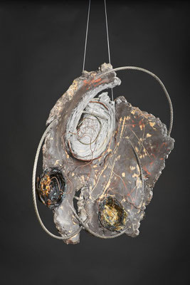 Empty Nest # 2 Cast Glass, Metal, Cement:   51 cm (h)x 53 cm (w) x 10 cm (d)