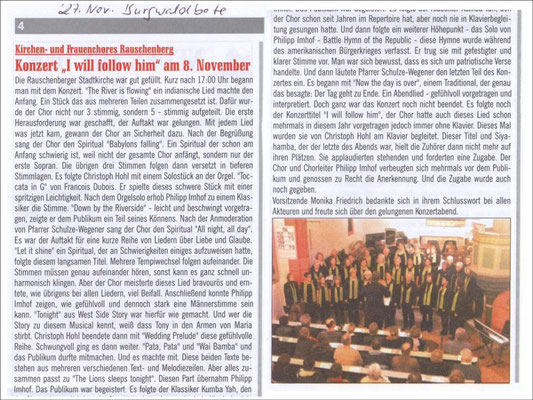 "I will follow him" am 8. November - Konzert 2009 des Frauenchores Rauschenberg