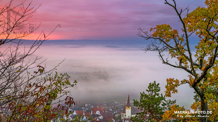 Mönchberg, Nebel über dem Ammertal