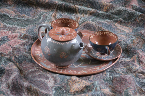 Service à thé aux roses