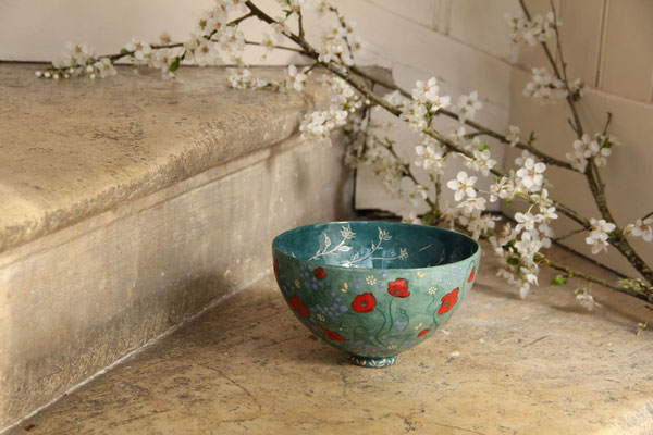 Bol à soupe " Printemps " - Engobes & Emaux