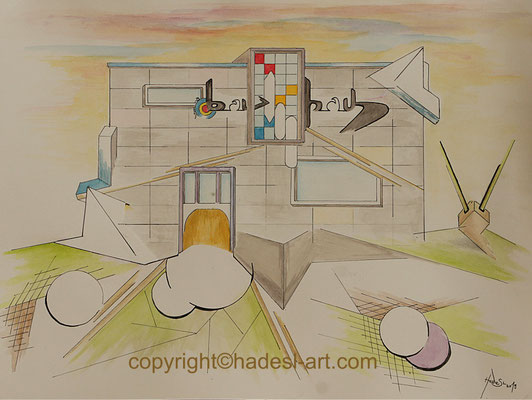 "Bauhaus 100"...Aquarell 2019  (31 cm x 41 cm)