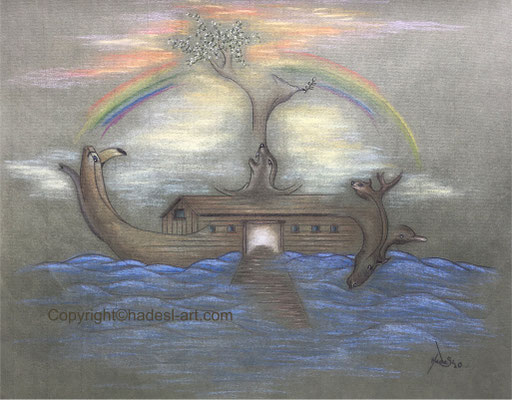 "Die Flut"...Pastell 2020 (51x71 cm) 