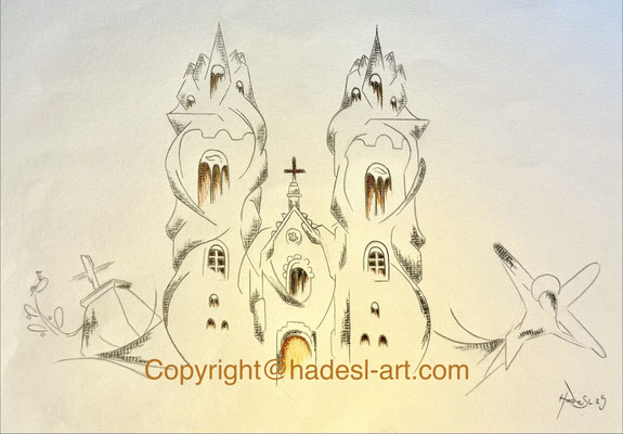 "Stadtkirche St. Peter Sonneberg"...Pastellkreide 2025 (29,6x41,7cm)