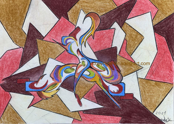 "Dreiecksbeziehung"...Pastellkreide 2021 (21,5x29,5 cm)