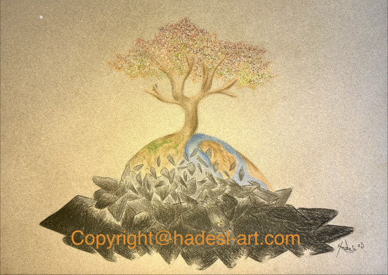 "Baumkraft"...Pastellkreide 2025 (40,3x55cm)