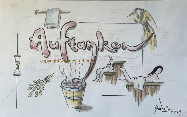 "Auftanken"...Pastellkreide 2021 (15x25 cm)