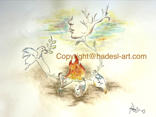 "MaskeFrau Teil 9"...Aquarell 2025 (20,9x28,9cm)