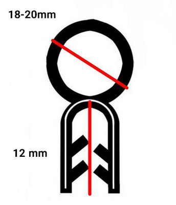Die Maße der "Kofferraumdichtung": Steckaufsatz ca. 11-12 mm Länge, Dichtschlauch 18-20 mm Aussendurchmesser, Länge ca. 100 cm