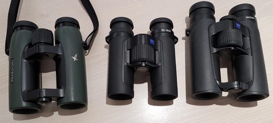 Mein altes Lieblingsglas Swarovski EL 8x32 WB und zum Testen Zeiss SFL 8/10x30 (Kaufempfehlung!) und Zeiss Victory SF 10x32