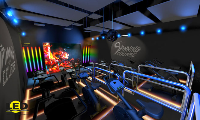Visualisierung eines Fitness-Studios, Spinningbereich