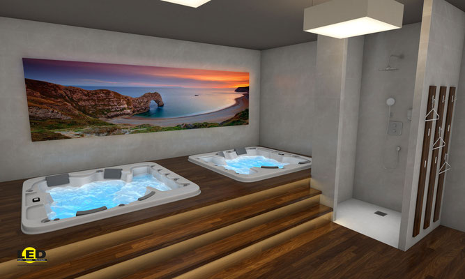 Visualisierung eines Fitness-Studios, Wellnessbereich