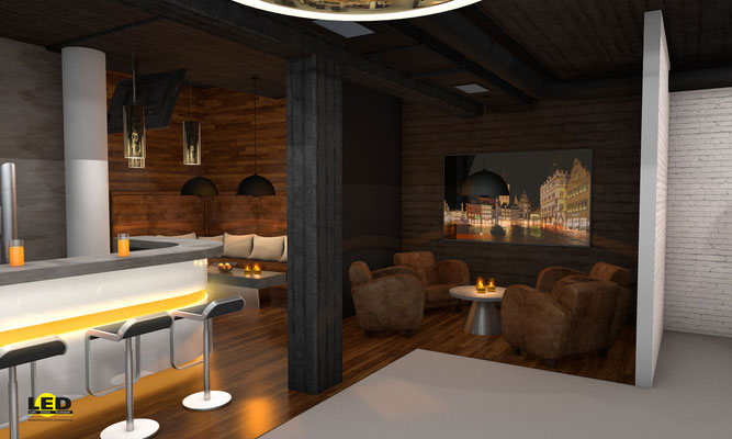 Visualisierung eines Fitness-Studios, Loungebereich