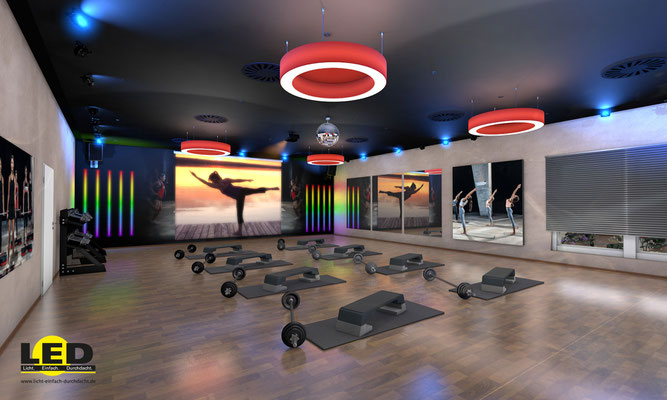 Visualisierung eines Fitness-Studios, Kursraum