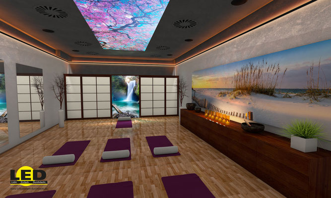 Visualisierung eines Fitness-Studios, Kursraum/Yogaraum