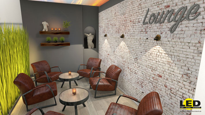 Visualisierung eines Fitness-Studios, Loungebereich