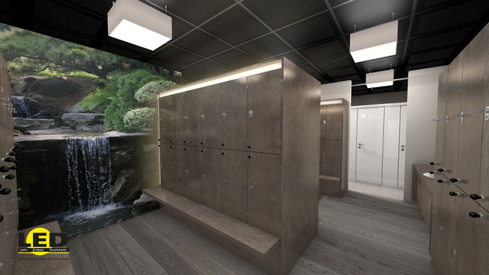 Visualisierung eines Fitness-Studios, Umkleide