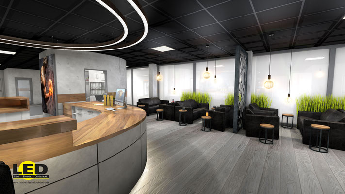 Visualisierung eines Fitness-Studios, Loungebereich