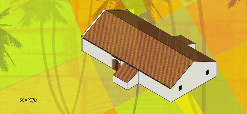 Ermita San Antonio de Padua: vista isométrica de la  iglesias reconstruida_SCAPE3D