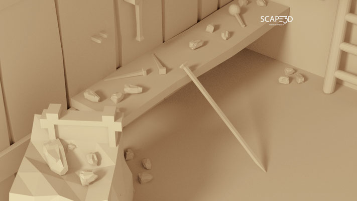 SCAPE3D_MATER scenografia 3d: Laboratorio dello Scalpellino. 