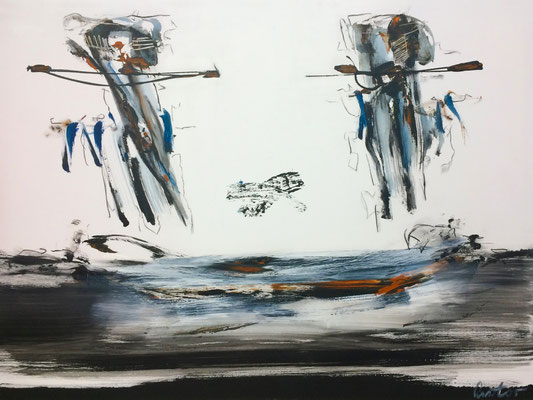 #2076, "Schöpfe du, ich halte", 2016, 120x160cm, Acryl/Kohle auf Leinwand