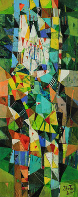 Allegro, 2025, Mischtechnik auf Holz, 40 x 16 cm