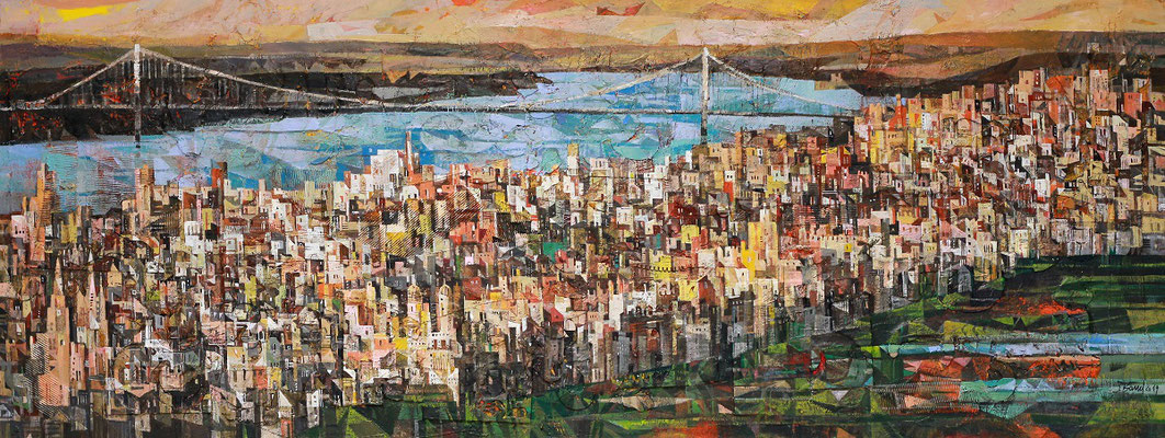 New York, 2019, Mischtechnik auf Leinwand, 80 x 210 cm